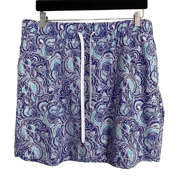 Izod Golf Stretch Skort Skirt Size L‎ Blue Turquoise Batik Floral - Picture 1 of 7